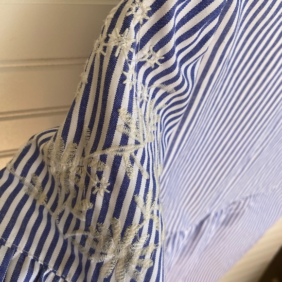 Beach Brach floral Embroidered Nautical Striped Spring Dress - Picture 7 of 7